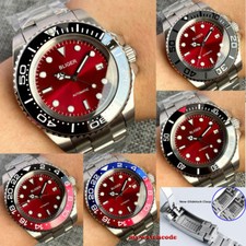 Big 43mm BLIGER Red Dial Ceramic Bezel Japan NH35A PT5000 Automatic Mens Watch 