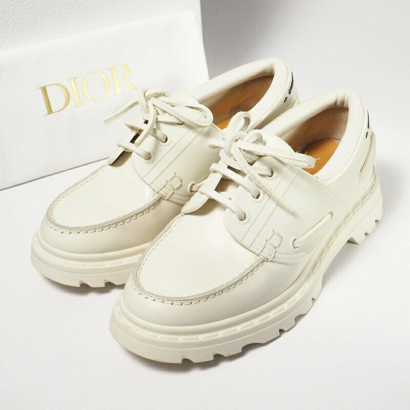 Dior DIOR WALKER Chaussures Deck Taille 35 Femme Chaussures Cuir Ivoire Made in Ital...
