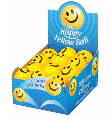 Kidz Happy Yellow Foam Ball Smiley Face Squeeze Bouncy Stress