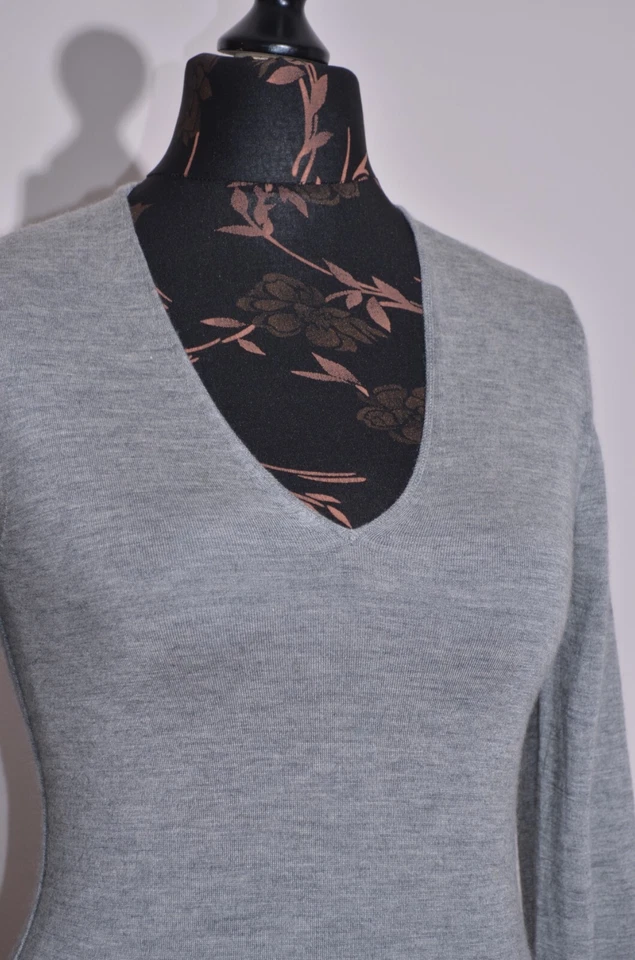 Suéter Jersey Cruciani Mujer Gris Cuello en V Manga Larga Cachemira Talla 40/S Foto 2 de 4