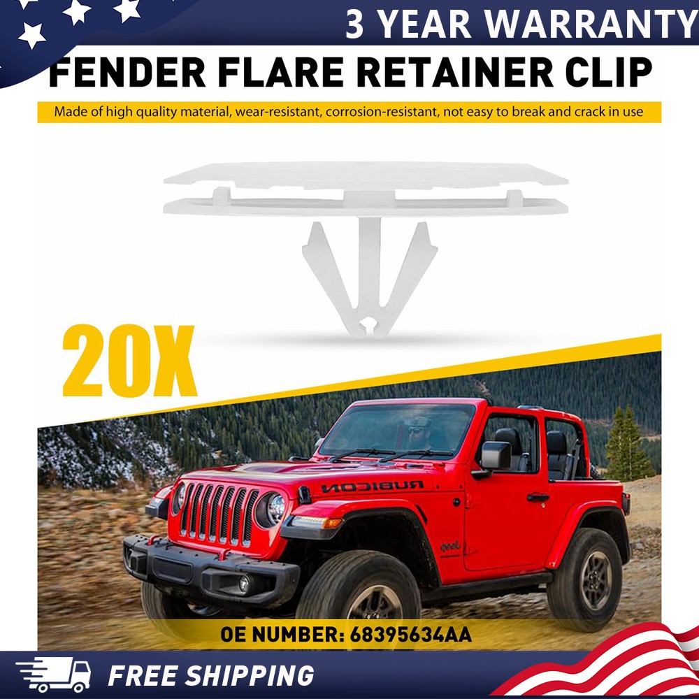 (Pack of 20) Fender Flare Retainer Clip for 2018 -2020 Jeep Wrangler JL 2020 JT