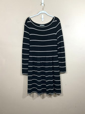 Eliza J Womens Long Sleeve Striped Sweater Dress S Black White Minimalist Preppy