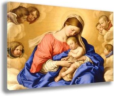 Quadro 30x50cm SACRA FAMIGLIA gesù e madonna - RIPRODUZIONE STAMPA SU TELA