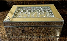 AICO Michael Amini “Montreal” Mirrored Crystal Jewelry Box Rectangular Glam 10×7