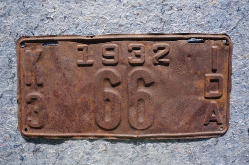 1932 Idaho License Plate Low # 66