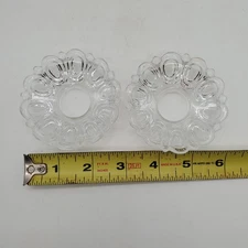 Vintage Glass Bobeches Candle Collars Wax Drip Catchers Oval petal pattern