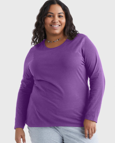 Brand New Woman's JMS Just My Size L/S Cotton Plus Size Grape Top 4X (26W/28W)