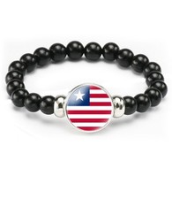Liberia Flag Bracelet Elastic Rope Beaded Bracelet Support Your Country Travel S