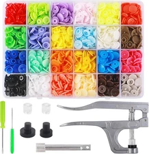 Snap Button Kit with Snaps Pliers, 240 Sets Plastic Snaps for Fabric, T5 Snap Bu