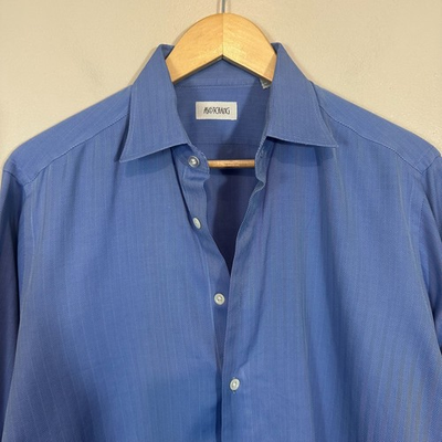 #ad #ad Ascot Chang Silverline Thomas Mason Shirt Blue Herringbone Mens 16 35 L XL Read $20.00