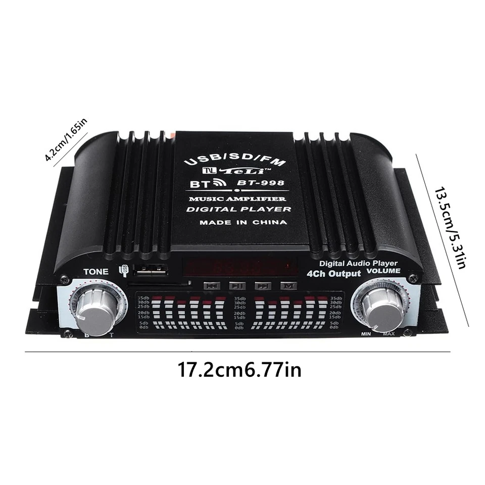HiFi-Verstärker Bluetooth Mini Digital Audio Stereo Bass Verstärker Auto USB SD - Bild 3 von 4
