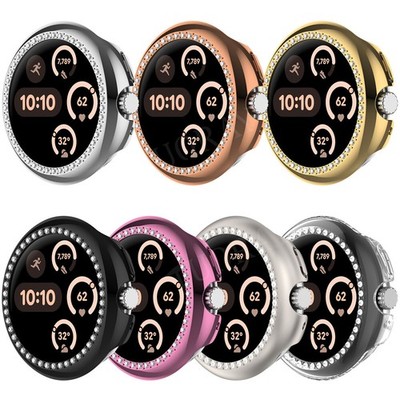 For Google Pixel Watch 4 41/45mm Bling PC Bumper Case Rugged Screen Frame Cover