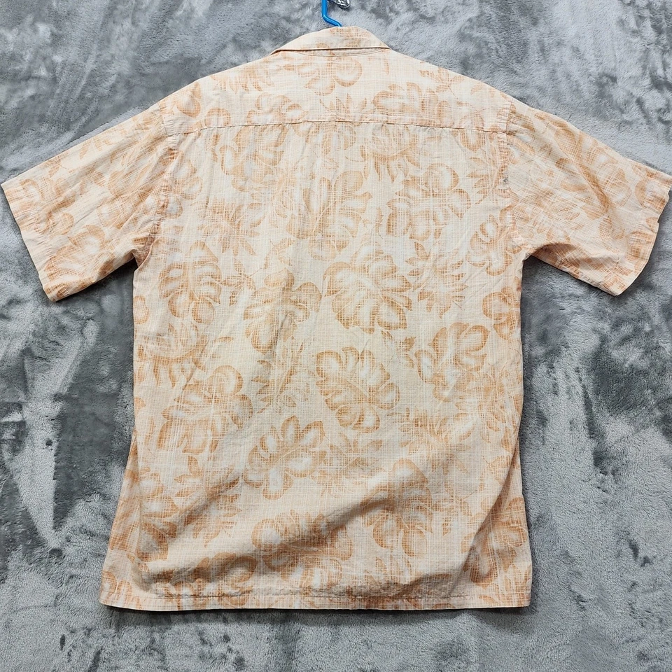 Moda Campia Moda Shirt Mens M Orange White Floral Cotton Short Sleeve Button Up - Image 2 of 4