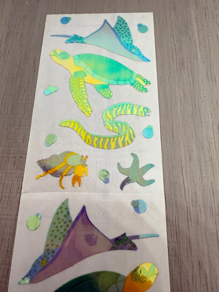 3 MOD Mrs. Grossman's OPAL OCEAN CREATURES Shiny Iridescent STICKERS vintage - Image 3 of 4