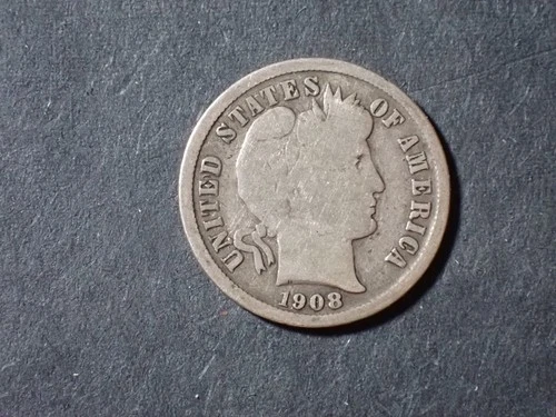 A Lot of one  silver Barber dimes dated  1908D Very Good Cond set RGR 555