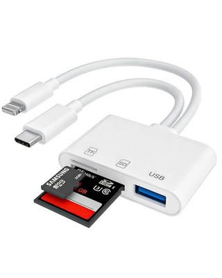 SD Card Reader for iPhone iPad with USB C & Lightning, Dual Card Slot USB 3.0...