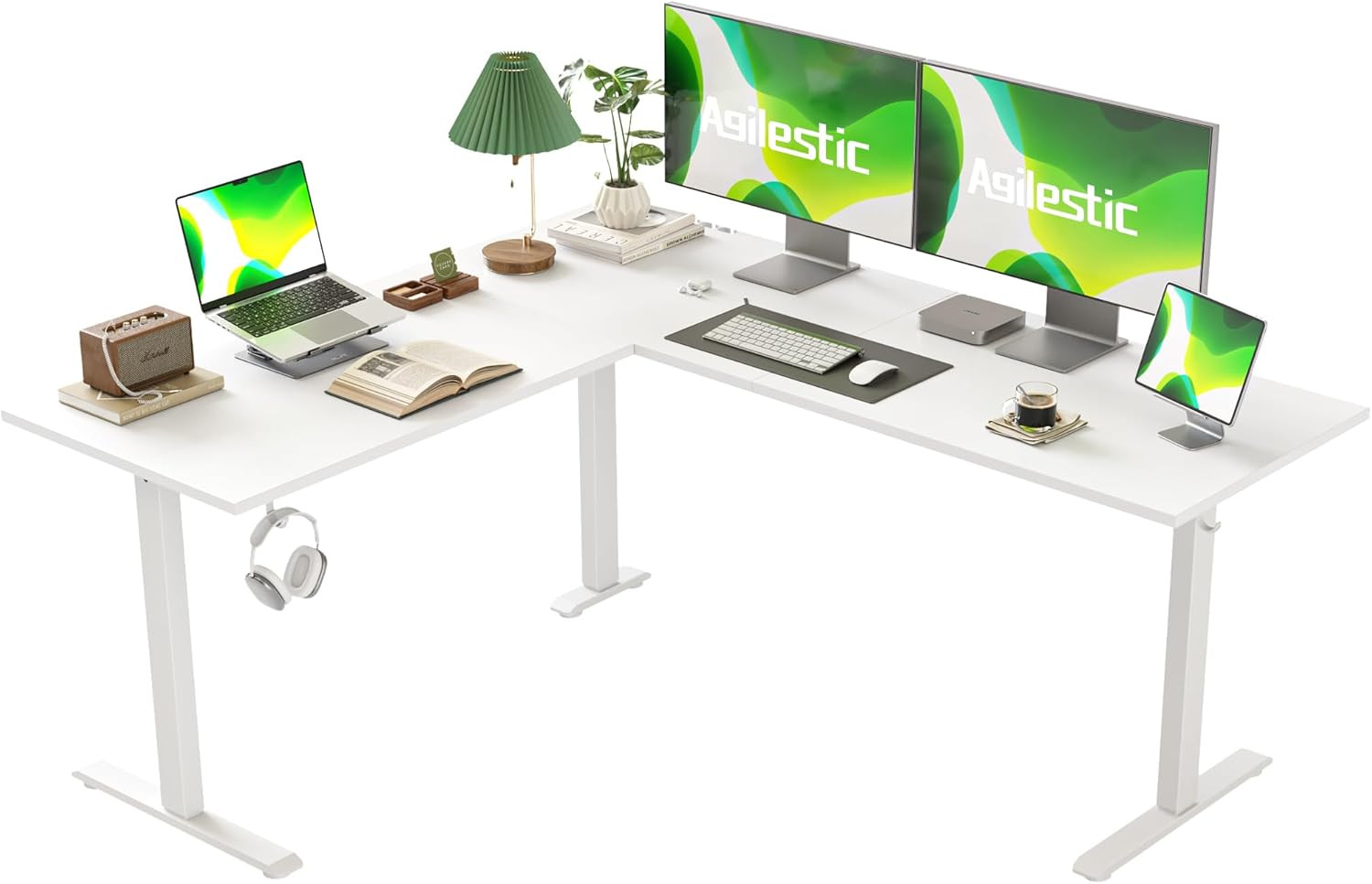 Bureau assis debout en L motorisé 160x140cm réglable avec mémoire de hauteur