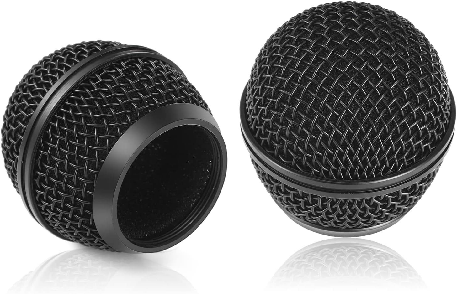 Facmogu 4PCS Black Microphone Ball Head Mesh Grill, SM58 Style Brushed Nickel Re