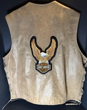 SPEKTER Leather Motorcycle Vest 52 Harley Davidson Patch Biker