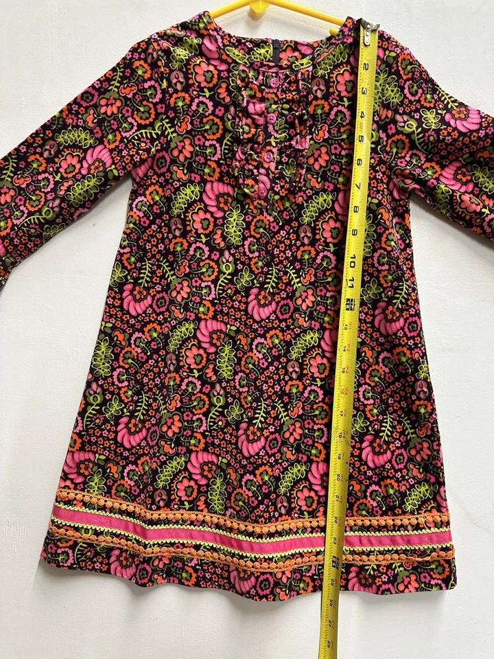 Hartstrings girls size 5 floral printed corduroy multicolor dress - Image 4 of 4