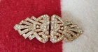 Vintage brooch - costume jewelry, Art Deco, brass and rhinestone