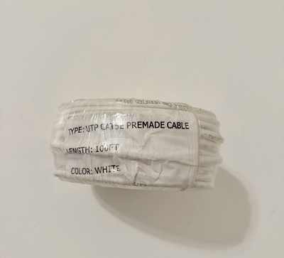 UTP CAT5e Premade Ethernet Cable   100 ft   White