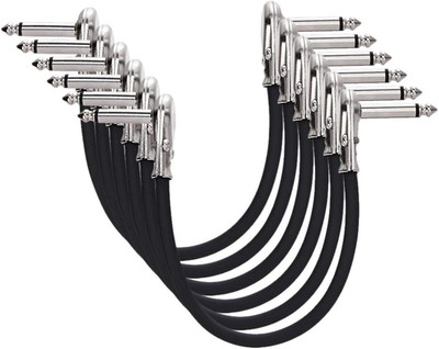 6-In 1/4 Right-Angle Guitar Patch Cables, 6-Pack, Shielded OFC, Pedalboard Black