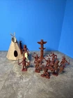 MARX INDIANS 54mm FORT APACHE PLAYSET FIGURES RED/brown Teepee Totem
