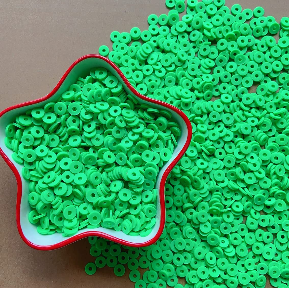 3000Pcs Clay Beads Flat Round Polymer Bead Vinyl Heishi Beads Flat Round Pol...