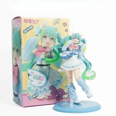 18CM Hatsune Miku Cat Eat Ver PVC Anime Figure Collectible Model Statue Toy Gift