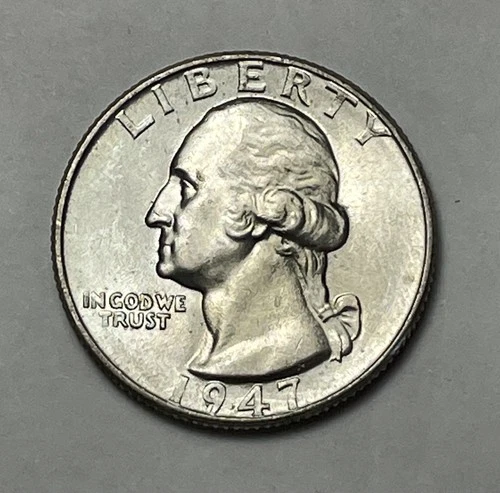 1947 Washington Quarter 90% Silver BU Nice Coin!!
