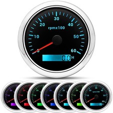 Tachometer Boat Tacometro 85mm 3-3/8" 6000 RPM Gauge 7 Color Waterproof for C...