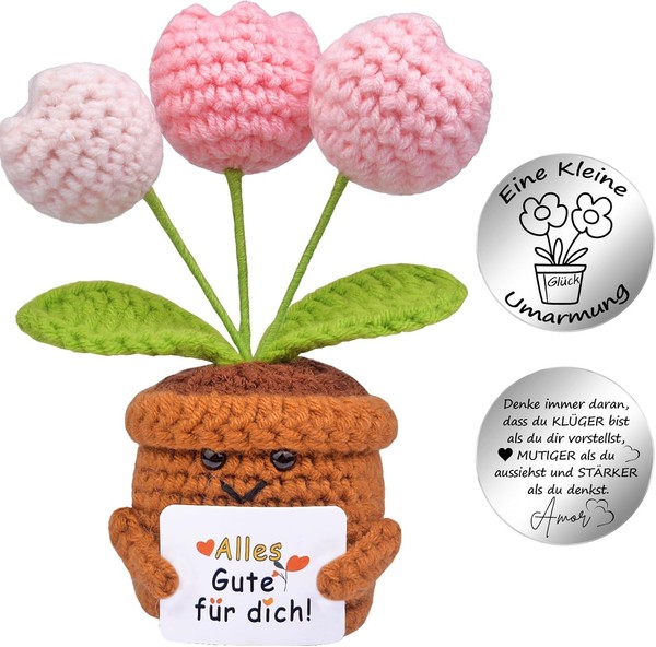 GlüCksbringer Blumen Puppe Pocket Hug Positive Strickwolle Geschenk Gute-image