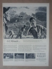 1944 CURTISS WRIGHT GI Miracle Aviation Military WWII Vintage Poster Print Ad