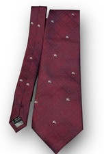 Burberry London Silk Tie Burgundy Red Geometric Pattern Men's Luxury  56  x4  