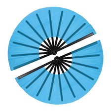 Large Folding Fans for Line Dancing,2Pcs 12.6" Sky Blue/Black