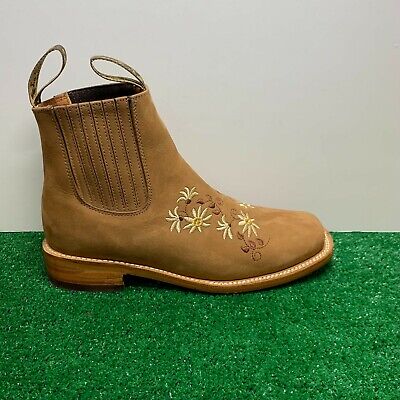 Women western COWGIRL SQUARE TOE ANKLE BOOTS BOOTIES Flower Botines Dama  VAQUERA