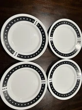 Corelle Ultra Tempo Dinner Plates 10.75” Rare Black White (City Block) 4 Pieces