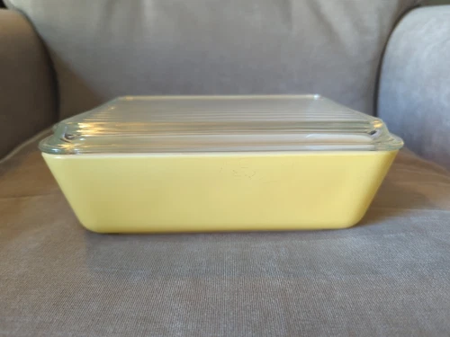 Vintage Pyrex 503 Primary YELLOW Refrigerator Dish With Lid