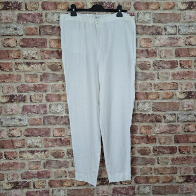 Sarah Pacini Leinenhose Damen Large weiß spitz zulaufendes Bein Kordelzug Taille