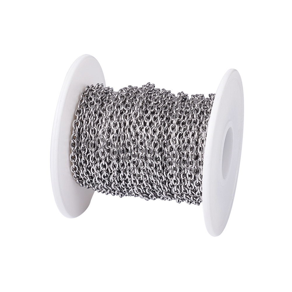 Edelstahl Kreuzkette Rolle 304 Edelstahl Oval-Glieder-Kette Auf Rolle – 10,9 Yards (ca. 10m) Ungeschweißt, Größe 3x2x0,5 Mm 3x2mm Edelstahlschnur
