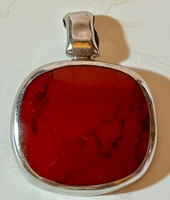 VINTAGE ATI 925 MEXICO STERLING SILVER LARGE CARNELIAN PENDANT FREE SHIPPING