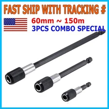 3pc Screwdriver EXTENSION Drill Bit Holder Quick Release 1/4 Hex Shank Magnetic
