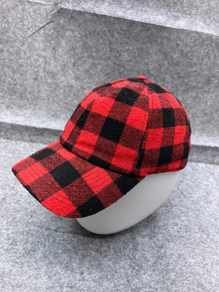 Chapéu Kbethos alça traseira adulto tamanho único vermelho preto xadrez flanela poli algodão - Imagem 4 de 4