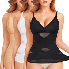 Women Tummy Control Shapewear Seamless Tank Top V-Neck Cami Slimming Body Shaper