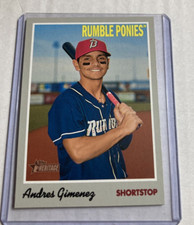 2019 Topps Heritage Minor League #82- ANDRES GIMENEZ Rookie RC Card.. rookie card picture