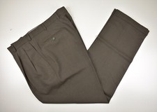 Brooks Brothers 346 Solid Brown 100 Wool Dress Pleated Trousers Size: 36x31