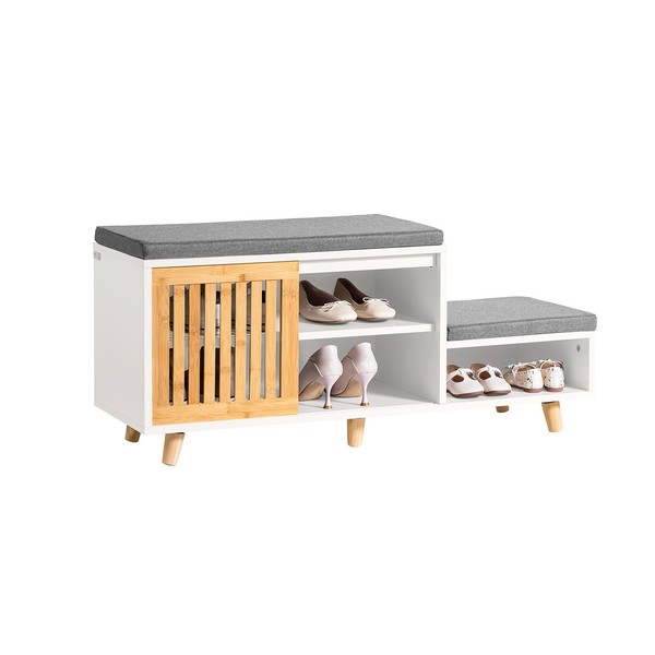 Sobuy Schuhbank Mit 2 SitzfläChen Sitzbank Mit Stauraum Dielenbank FSR125-WN-image