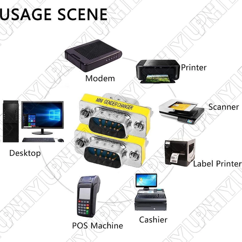 5x DB9 D-SUB 9 Pin RS232 Serial Male to Male Mini Gender Changer Coupler Adapter - Image 4 of 4