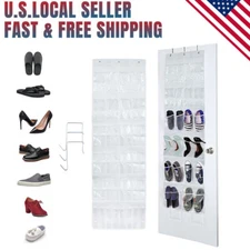 24 Grids Over Door Shoe Organizer Rack Hanging Storage Holder  Random colors